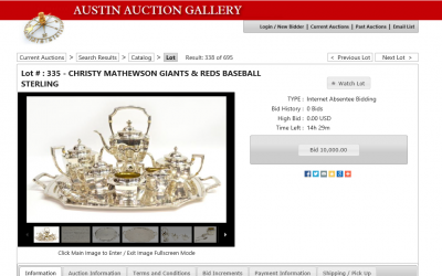 Austin Auction Christy Mathewson